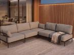 Modułowa sofa narożna ogrodowa, grafit – stal nierdzewna, poduszki olefin wodoodporne, luksusowe - Salve 5 Midi ze stolikiem