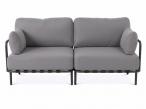 Nowoczesny sofa ogrodowa modułowa ze stali nierdzewnej, grafit – tkanina olefin, wodoodporne poduszki, premium - Salve - 2 elementy