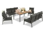 Metalowy zestaw z wysokim oparciem na taras dla 8 osób Doros Grande - Polywood Dark Grey