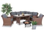 Narożnik ogrodowy technorattan 207x207cm z wysokim stołem 150x70 Novici - Brown