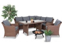 Narożnik ogrodowy technorattan 207x207cm z wysokim stołem 150x70 Novici - Brown