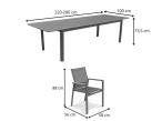 Meble ogrodowe obiadowe ze stołem 220cm + 10 krzeseł Ebra - Antracite