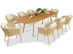 OUTLET - Duży zestaw obiadowy do ogrodu 8+1 - stół rozkładany + krzesła z plecionką – Kolekcja Ondaro & Ravena - Cashmere
