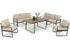 Jasny komplet mebli metalowych na taras dla 8 osób - Panaon Grande Light Beige Teak