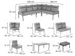 Komplet ogrodowy metalowy z narożnikiem, fotelem i pufami - Doros Corner XL - Dark Grey