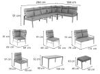 Grafitowe nowoczesne meble tarasowe dla 10 osób Doros Corner XXL narożnik z 2 fotelami i 2 pufami - Dark Grey