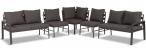 Grafitowe nowoczesne meble tarasowe dla 10 osób Sodor Corner XXL narożnik z 2 fotelami i 2 pufami - Dark Grey Polywood
