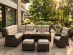 Meble technorattanowe premium z narożnikiem z wysokim stołem polywood Fiorento Corner - Brown