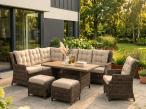 Meble technorattanowe premium z narożnikiem z wysokim stołem polywood Fiorento Corner - Brown
