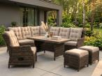 Meble technorattanowe premium z narożnikiem z wysokim stołem polywood Fiorento Corner - Brown
