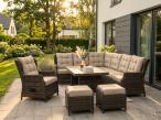 Meble technorattanowe premium z narożnikiem z wysokim stołem polywood Fiorento Corner - Brown