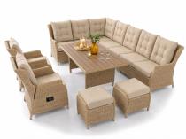 Duży komplet mebli na taras z narożnikiem z regulacją foteli Fiorento Corner XL Plus - Beige