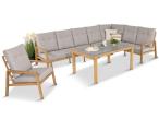 Narożnik ogrodowy 7 osobowy z fotelem imitacja drewna Tavaro Corner XL Wood