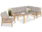 Narożnik ogrodowy z fotelem - aluminiowy stelaż wygląd drewna - Tavaro Corner Wood