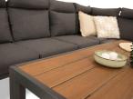 Narożnik na taras na metalowym stelażu ze stołem 160cm i pufami - Doros Corner XXL - Polywood Dark Grey