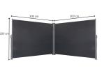 Duża markiza boczna z kasetą Kira aluminium 200x600 grafit