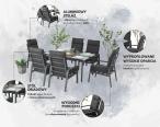 Grafitowe meble obiadowe na taras - stół 150cm + 6 foteli - Renalo Dining 6+1