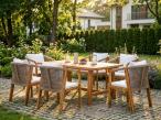 Komplet mebli obiadowych na taras - stół i 6 krzeseł Rovina - Cream Teak