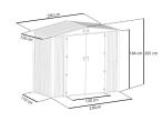 Schowek ogrodowy blaszany Hartt Plus 240x120x205cm - z drzwiami na zawiasach - Wooden