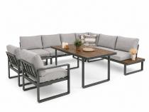 Meble tarasowe ze stołem 160cm i dwoma fotelami Panaon Corner XL - Light Grey