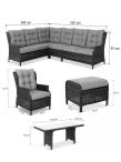 Komplet mebli ogrodowych z narożnikiem 251x195cm technorattan i rozkładane fotele - Laritto Corner