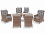 Zestaw mebli obiadowych z technorattanu dla 6 osób ze stołem 150cm Laritto Brown