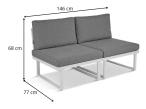 Modułowa sofa dwuosobowa Vernon aluminium - White