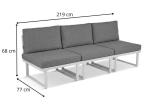 Modułowa sofa trzyosobowa Vernon aluminium - White