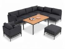 Modułowe meble ogrodowe premium - Dandy - 6 elementów z fotelem, pufą i stołem - Dandy Slate