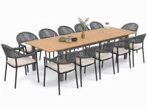 Elegancki komplet mebli obiadowych do ogrodu 12+1 Faro Avio Beige