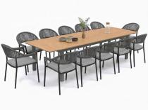Zestaw mebli obiadowych ogrodowych premium dla 12 osób aluminiowy stelaż - Pewter - 12+1