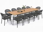 Eleganckie meble obiadowe na taras z rozkładanym stołem dla 12 osób aluminiowy stelaż - Slate - 12+1