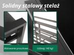 Grafitowy zestaw mebli metalowych na taras Doros Dining + pufy wysoki oparcie - Polywood Dark Grey