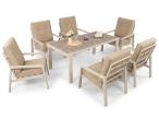 Komplet ogrodowy 6 foteli z dużym stołem 180 cm aluminium - Tavaro Cream