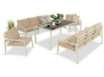 Jasne meble tarasowe metalowe z sofami 175cm i wysokim stołem Sodor Grande - Cream