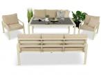 Jasne meble tarasowe metalowe z sofami 175cm i wysokim stołem Sodor Grande - Cream