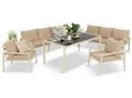 Jasne meble tarasowe metalowe z sofami 175cm i wysokim stołem Sodor Grande - Cream