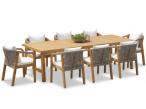 Duży komplet ogrodowych mebli obiadowych drewnianych premium - stół 230 cm i 8 foteli Rovina