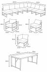 Nowoczesne meble modułowe na taras - wysoki stół 160cm i 2 fotele - Trapeno 8 modułów