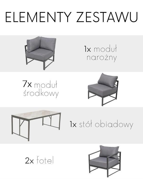 Trapeno 8 elementów meble ogrodowe modułowe