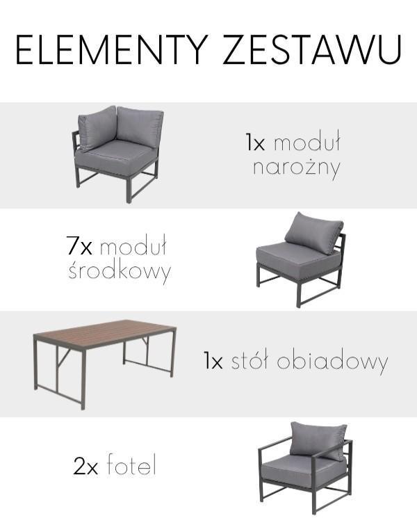 Trapeno 6 elementów meble ogrodowe modułowe