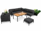 Meble ogrodowe premium - modułowy narożnik z fotelem, pufą i stołem 150 cm Dandy - 5 elementów