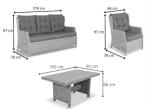 Zestaw mebli technorattanowych premium dla 8 osób z dwiema sofami i dużym stołem polywood - Antracite