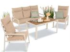 Metalowe meble ogrodowe z wysokimi oparciami kremowe dla 5 osób Doros Dining - Polywood Cream