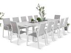 Biały komplet mebli obiadowych dla 12 osób - stół 200-300cm + 12 krzeseł - Azuro White