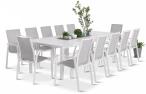 OUTLET - Biały komplet mebli obiadowych dla 12 osób - stół 160-240 cm + 12 krzeseł - Tabia/Azuro White