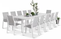 OUTLET - Biały komplet mebli obiadowych dla 12 osób - stół 160-240 cm + 12 krzeseł - Tabia/Azuro White