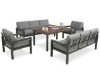 Zestaw mebli aluminiowych na taras dla 8 osób z wysokim stołem - Calamba Grande - Dark Grey