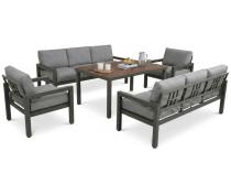 Zestaw mebli aluminiowych na taras dla 8 osób z wysokim stołem - Calamba Grande - Dark Grey