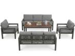 Meble ogrodowe dla 8 osób z wysokim stołem - aluminium- Calamba Grande - Dark Grey
